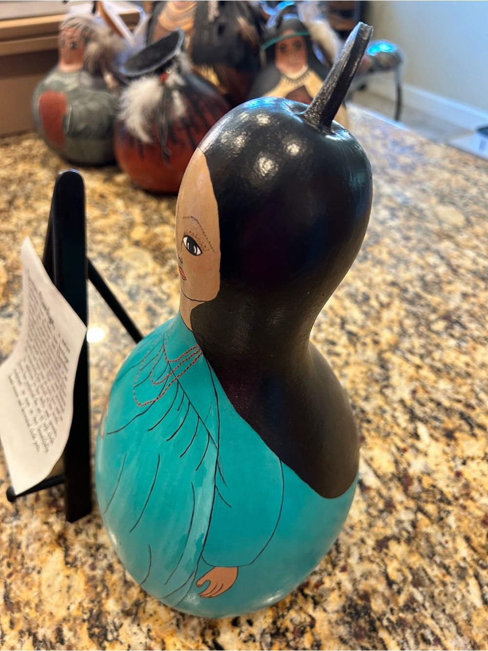 Hand-Painted Native American Maiden Gourd